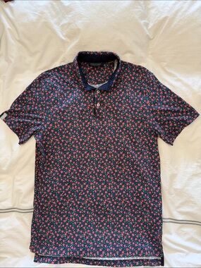 Polo Golf Navy Floral Stretch Polo Shirt